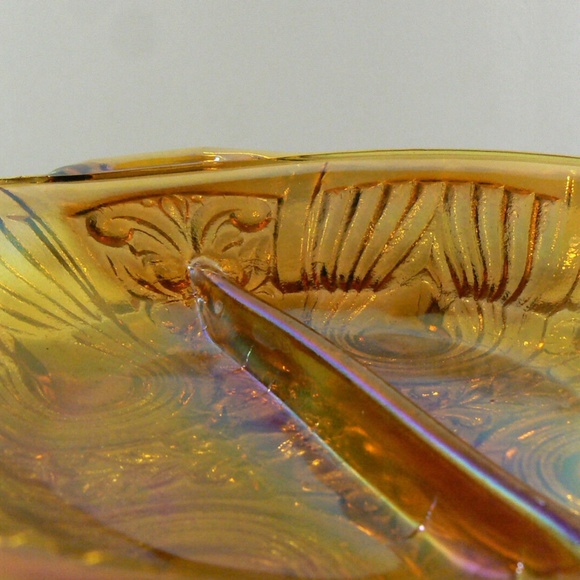 Carnival glass Indiana Killarney Pattern Divided relish nut candy dish plate - Picture 8 of 9